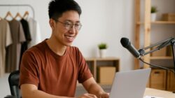 Seorang mahasiswa sedang menjalankan bisnis online dari kamar kosnya. Dengan hanya bermodal laptop, koneksi internet, dan perlengkapan sederhana seperti kamera dan mikrofon, ia memanfaatkan waktu luangnya untuk bekerja sebagai content creator dan freelancer digital.